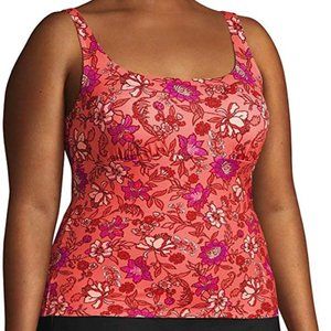 Lands' End Square Neck Tankini Fresh Melon Lotus